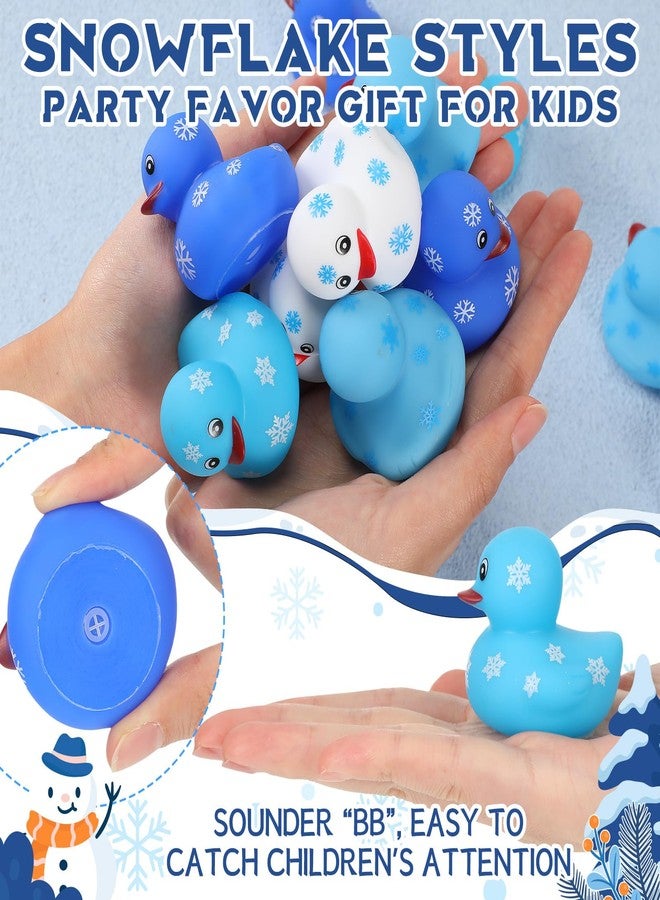 جيريفي بط مطاطي على شكل ندفة ثلجية شتوية من جيريفاي، بط مطاطي بنمط ندفة الثلج، عناصر شتوية، 4 ألوان، مجموعة كبيرة، زينة حمام سباحة، حشو أكياس هدايا حفلات أعياد الميلاد (48 قطعة) - Image 3